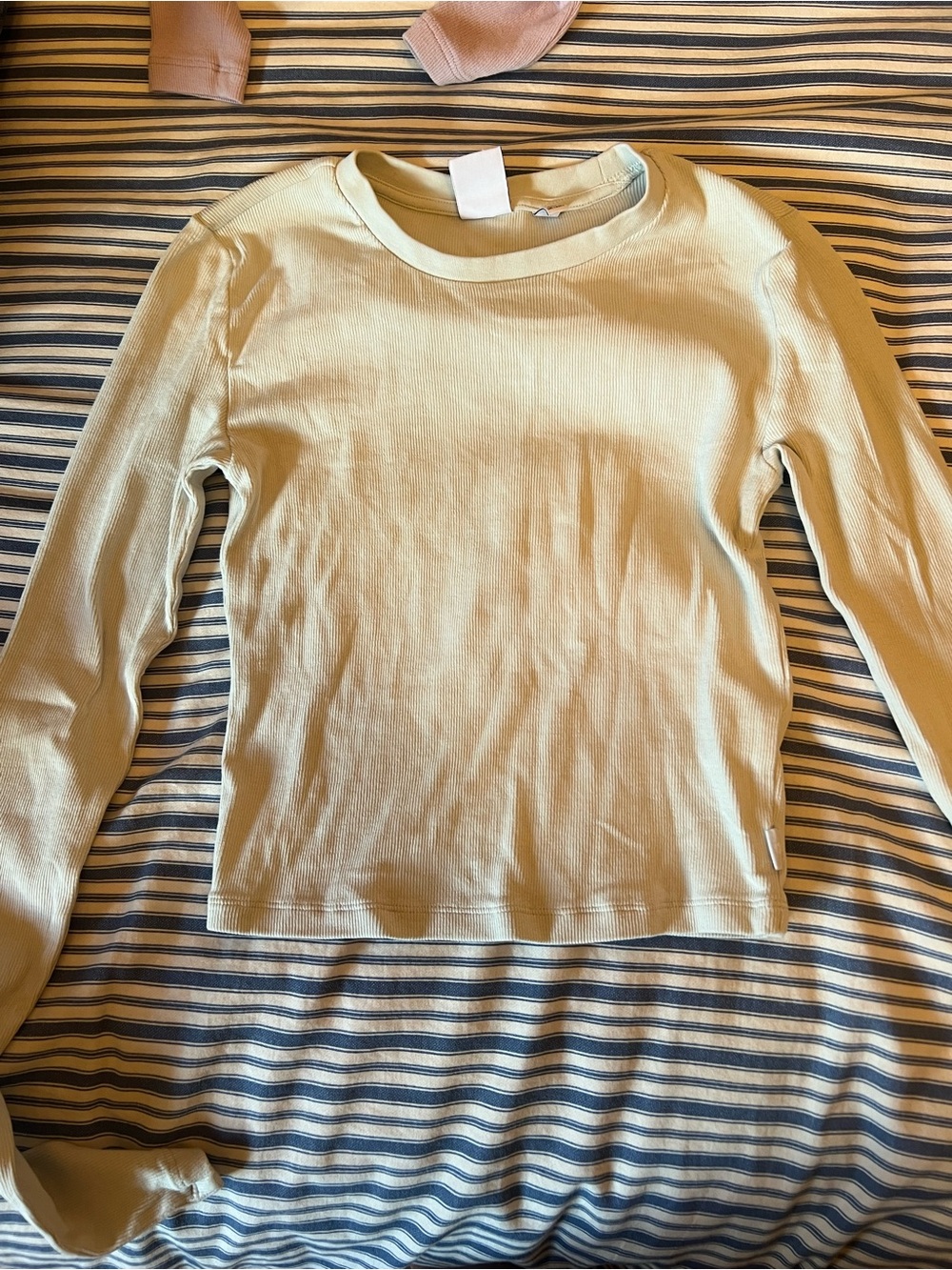TNA Long-Sleeve Ribbed Top - Light Cream